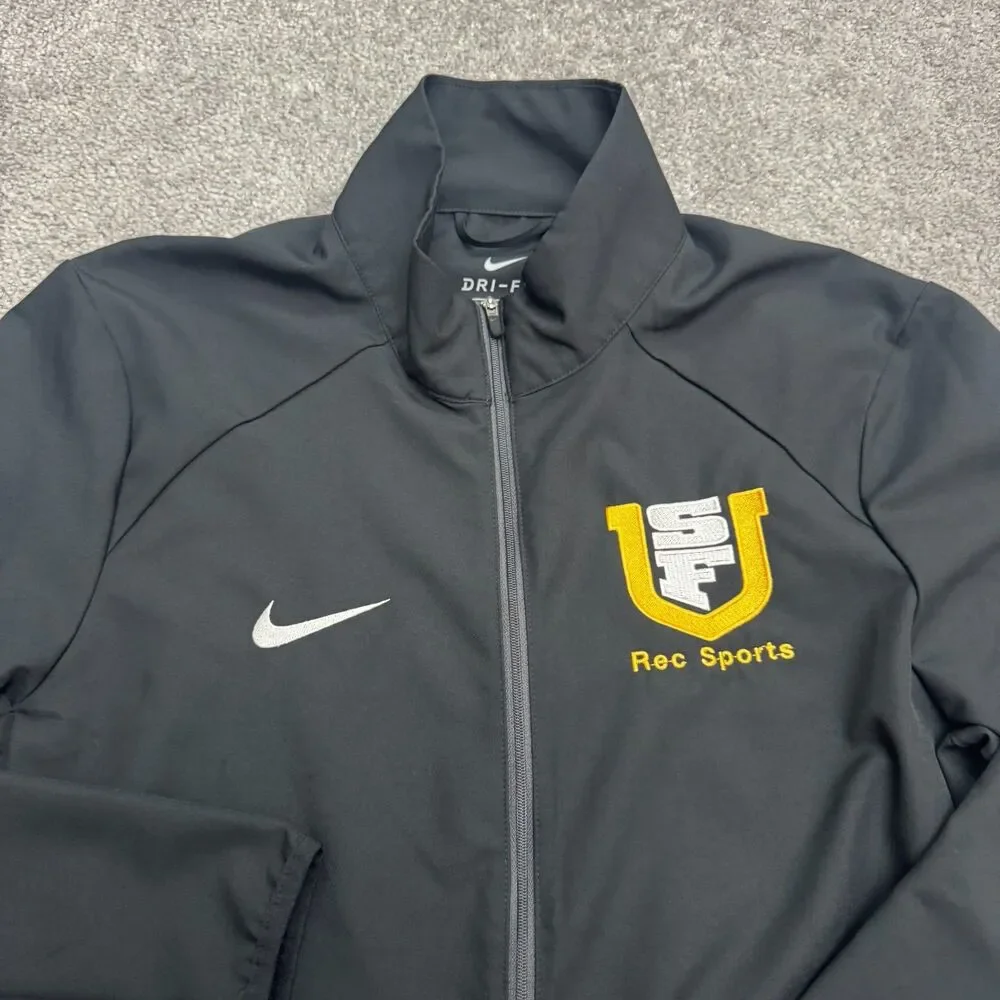 Nike Dri-Fit USF Univ San Francisco Rec Sports Track Jacket Mens Small Black